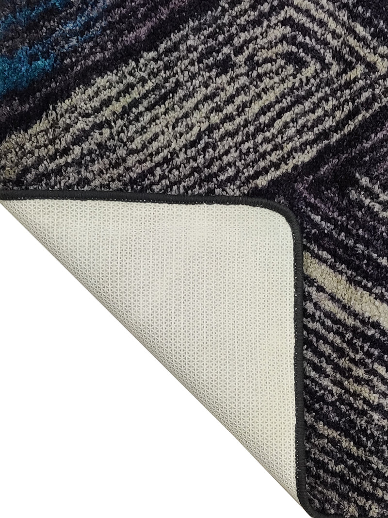 Modern Designer Printed  Carpet Area Rug With Anti Slip Backing <small> (handpaint lines-grey/blue)</small>