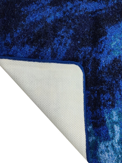 Modern Designer Printed  Carpet Area Rug With Anti Slip Backing <small> (brush stroke-blue/navy)</small>