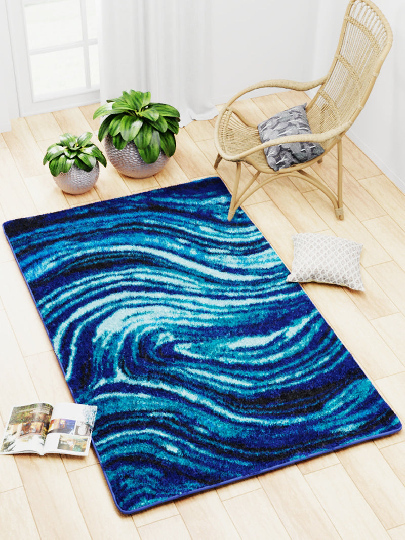 Modern Designer Printed  Carpet Area Rug With Anti Slip Backing <small> (marble pattern-blue/navy)</small>