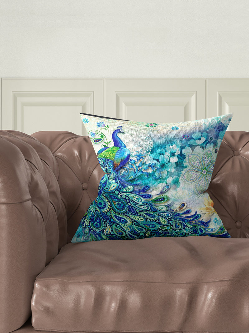 Designer Digital Printed Silky Smooth Cushion Covers <small> (animal print-blue)</small>