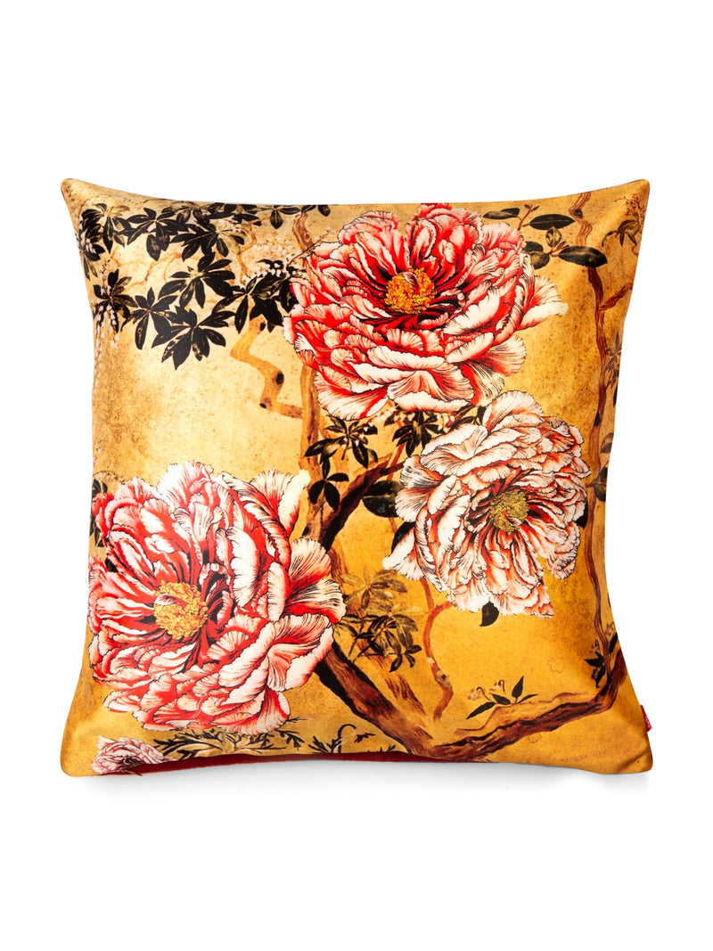 Designer Digital Printed Silky Smooth Cushion Covers <small> (floral-beige/pink)</small>