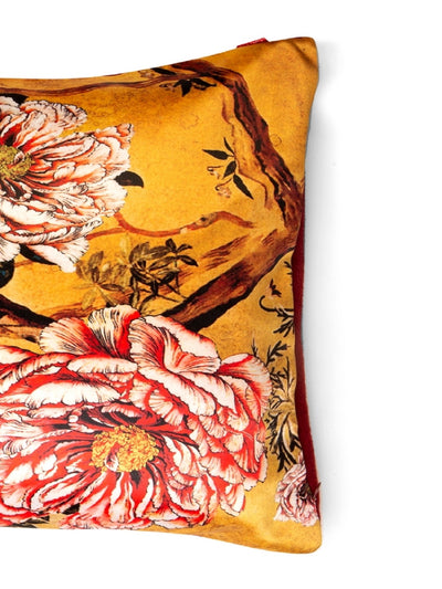 Designer Digital Printed Silky Smooth Cushion Covers <small> (floral-beige/pink)</small>