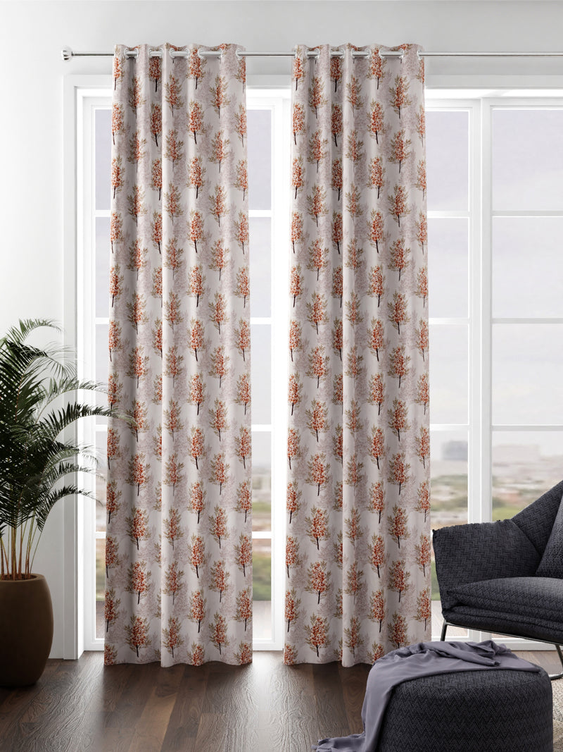 Heavy Duty Polyester Eyelet Curtain <small> (floral-caramel)</small>