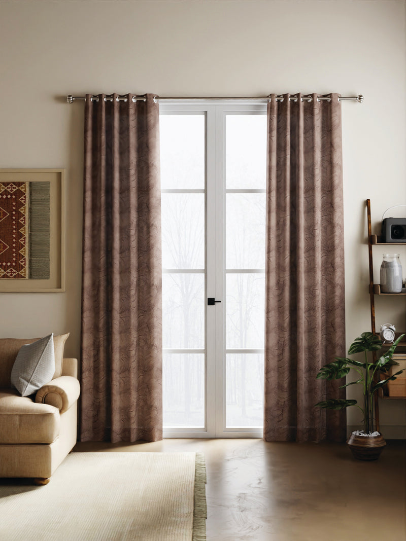 Jacquard Blackout Eyelet Curtain <small> (abstract-coffee)</small>