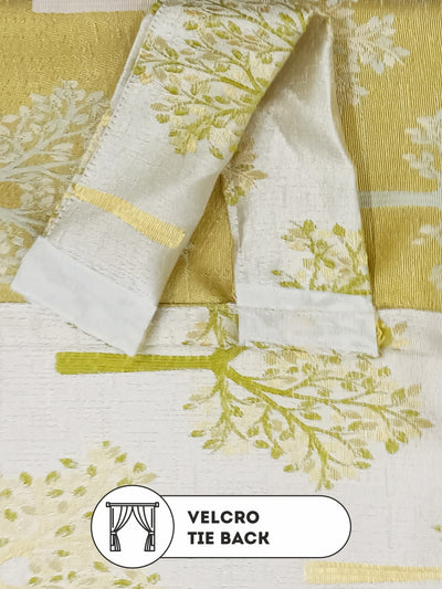 Jacquard Room Darkening Eyelet Curtain <small> (floral-green/gold)</small>