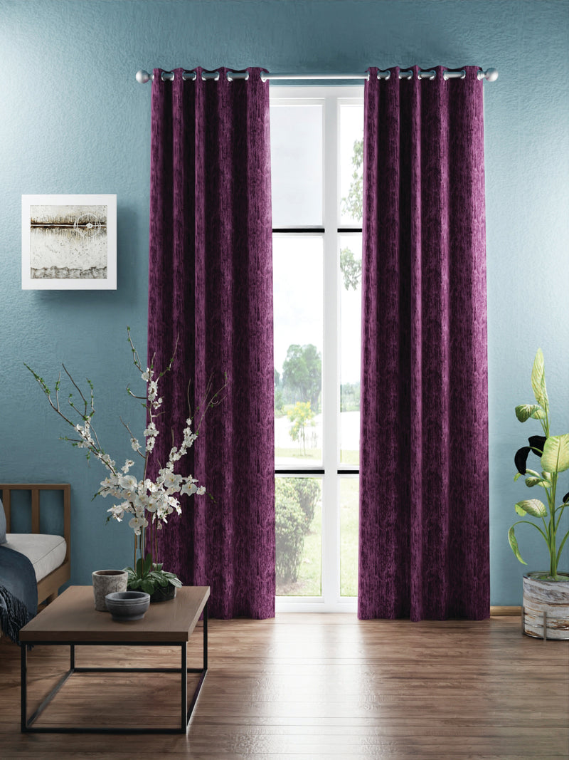 Jacquard Blackout Eyelet Curtain <small> (abstract-grape)</small>