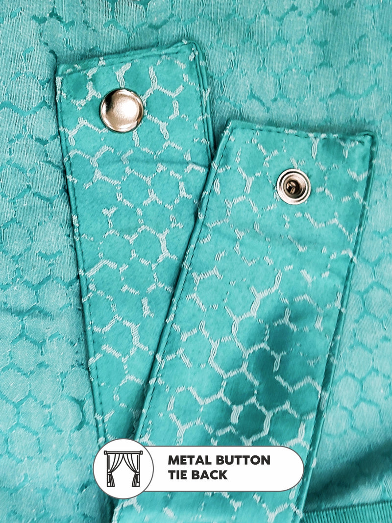 Jacquard Blackout Eyelet Curtain <small> (geometrical-sea green)</small>