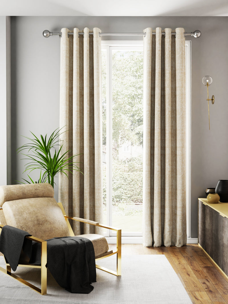 Jacquard Blackout Eyelet Curtain <small> (abstract-golden beige)</small>