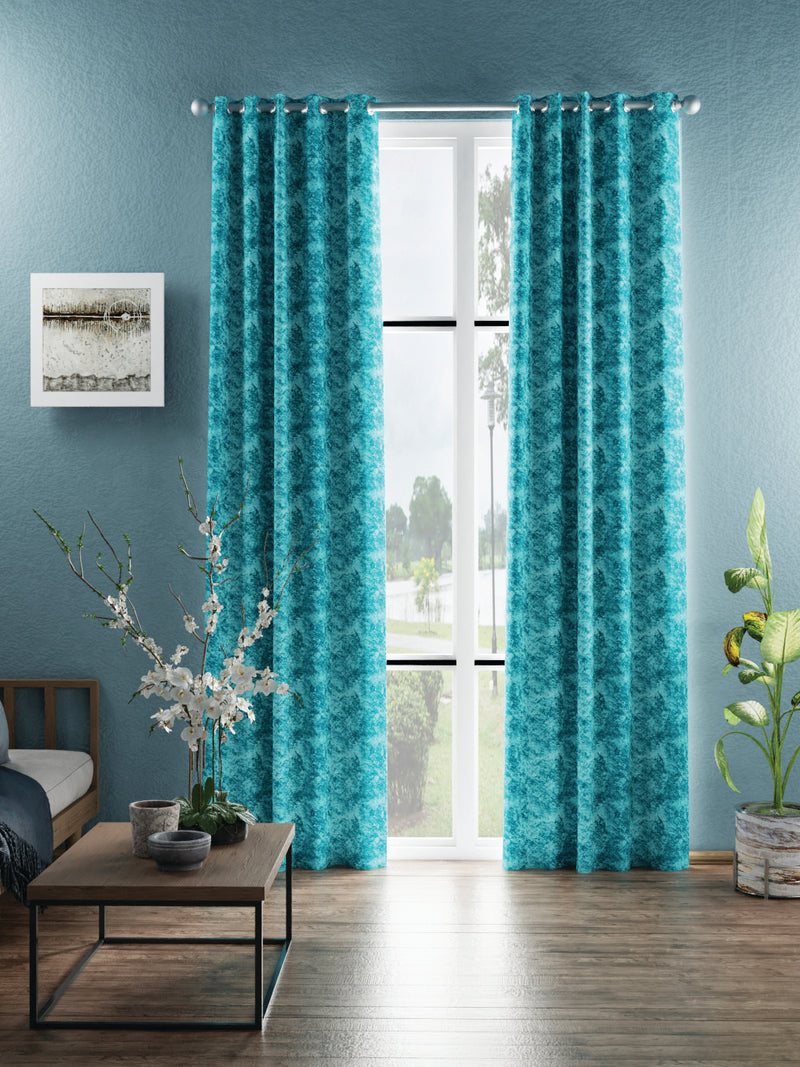 Jacquard Blackout Eyelet Curtain <small> (abstract-sea green)</small>