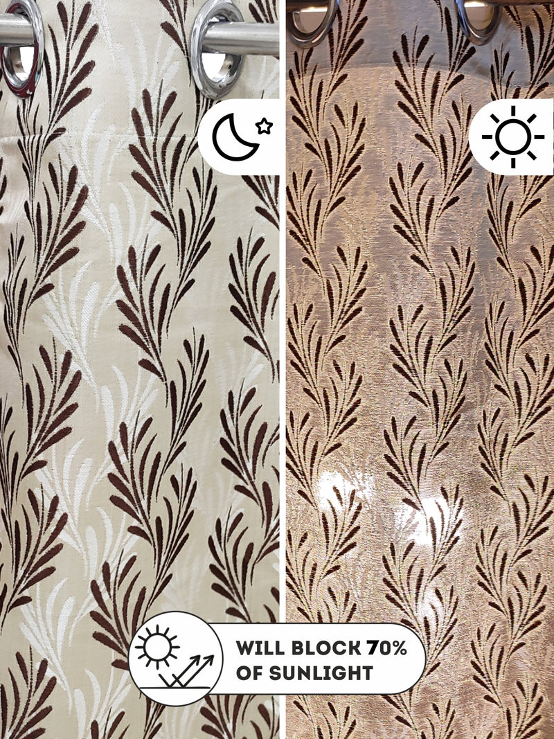 Jacquard Room Darkening Eyelet Curtain <small> (ornamental-brown/silver)</small>