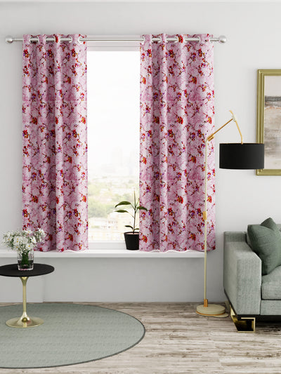 Heavy Duty Polyester Eyelet Curtain <small> (floral-baby pink)</small>