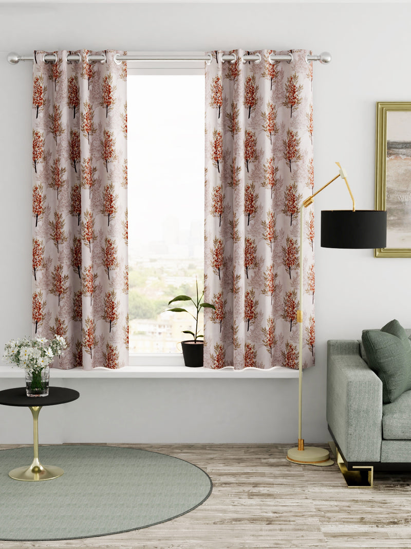 Heavy Duty Polyester Eyelet Curtain <small> (floral-caramel)</small>