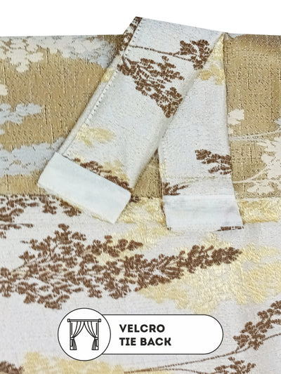 Jacquard Room Darkening Eyelet Curtain <small> (floral-brown/gold)</small>