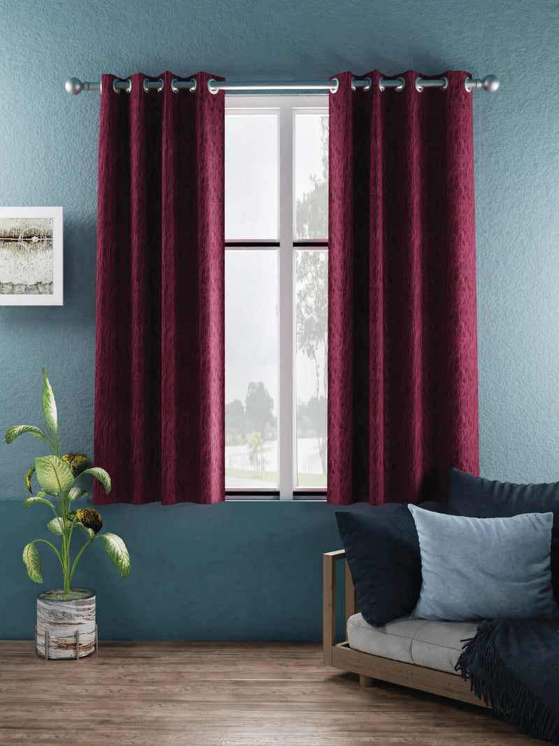 Jacquard Blackout Eyelet Curtain <small> (abstract-maroon)</small>