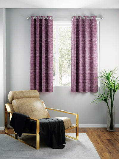 Jacquard Blackout Eyelet Curtain <small> (stripe-plum)</small>