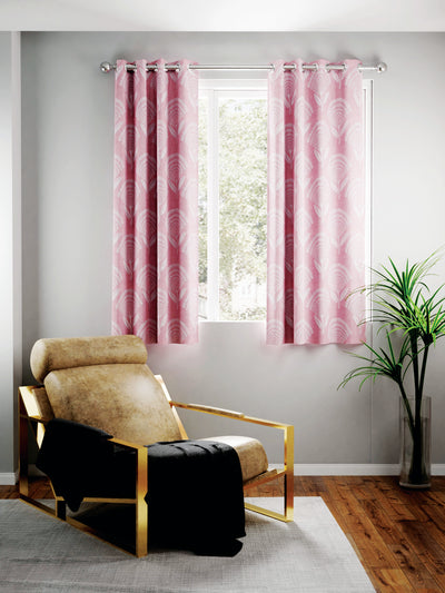 Jacquard Blackout Eyelet Curtain <small> (floral-rose pink)</small>