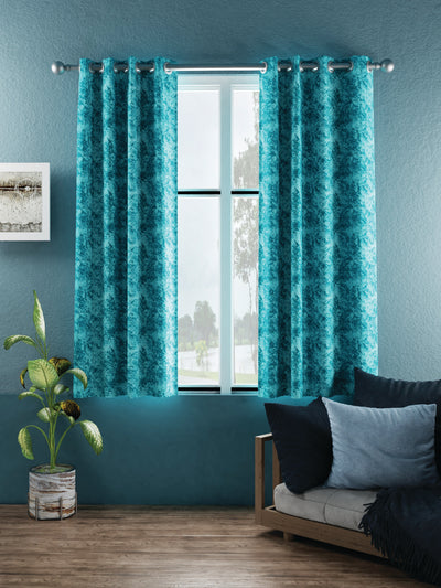 Jacquard Blackout Eyelet Curtain <small> (abstract-sea green)</small>