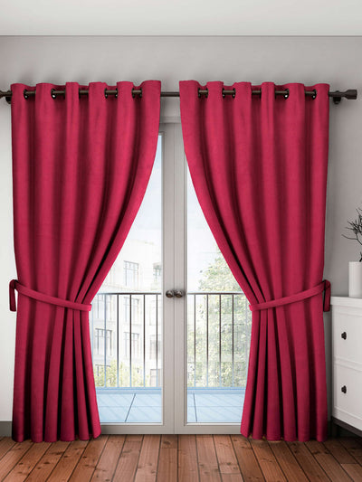 Satin Blackout Light Blocking & Soundproof Curtain <small> (plain-maroon)</small>