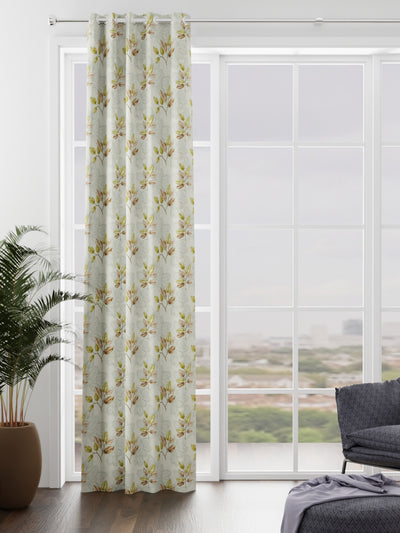 Heavy Duty Polyester Eyelet Curtain <small> (floral-sage)</small>