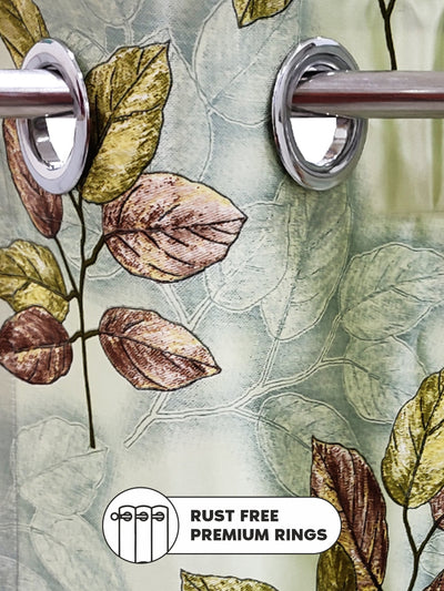 Heavy Duty Polyester Eyelet Curtain <small> (floral-sage)</small>