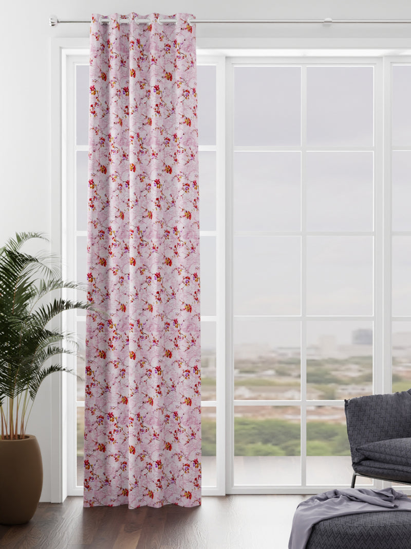 Heavy Duty Polyester Eyelet Curtain <small> (floral-baby pink)</small>