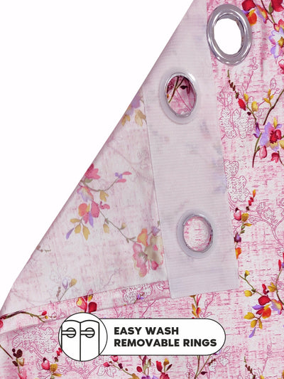 Heavy Duty Polyester Eyelet Curtain <small> (floral-baby pink)</small>