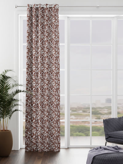 Heavy Duty Polyester Eyelet Curtain <small> (floral-dk.brown)</small>