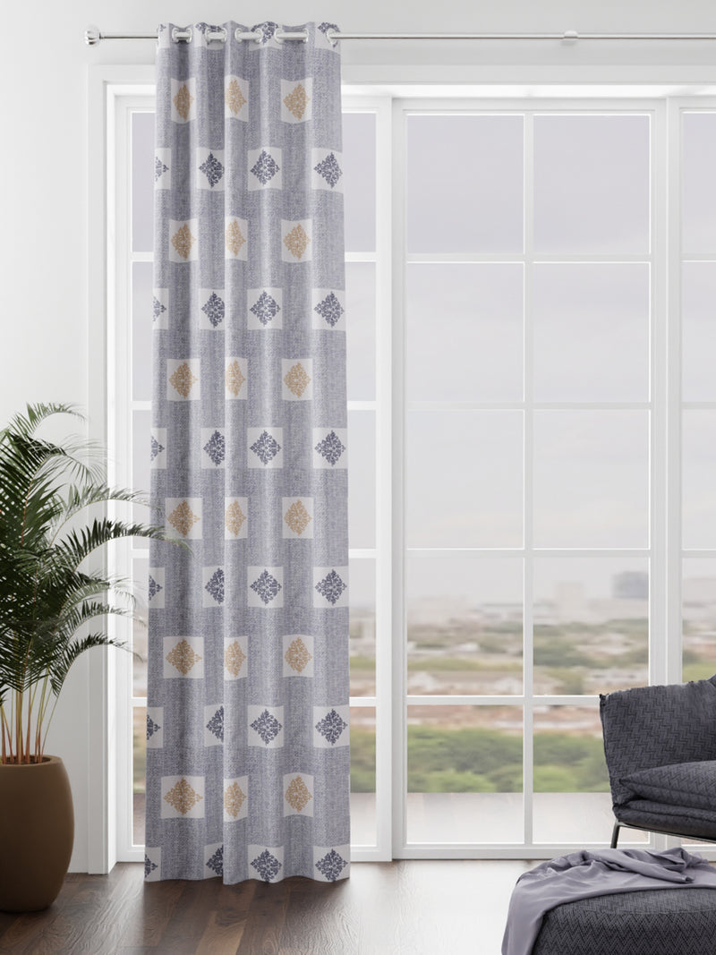 Heavy Duty Polyester Eyelet Curtain <small> (ornament-silver)</small>