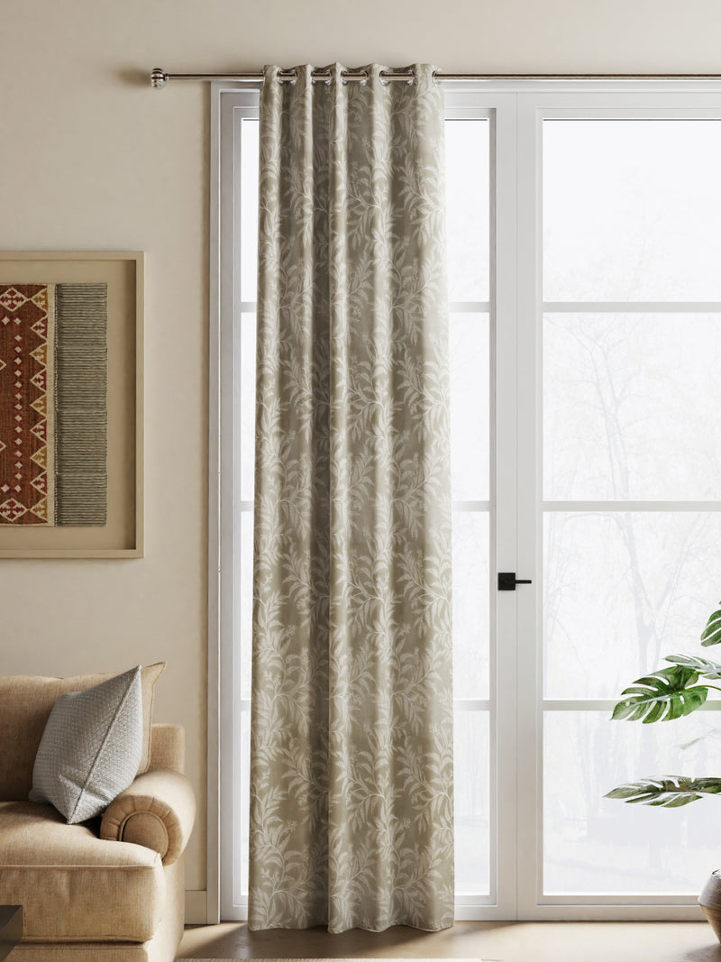 Jacquard Blackout Eyelet Curtain <small> (floral-sage)</small>