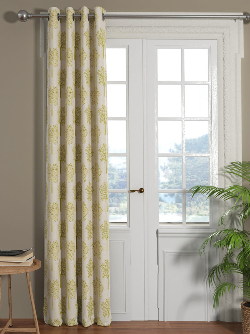 Jacquard Room Darkening Eyelet Curtain <small> (floral-green/gold)</small>