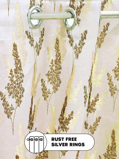 Jacquard Room Darkening Eyelet Curtain <small> (floral-brown/gold)</small>