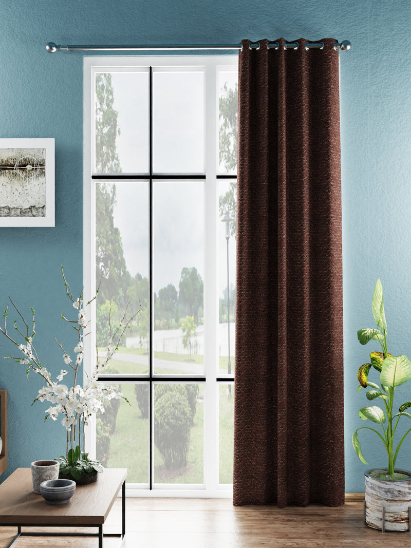 Jacquard Blackout Eyelet Curtain <small> (stripe-brown)</small>