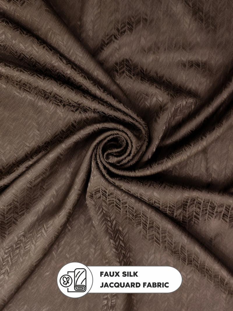 Jacquard Blackout Eyelet Curtain <small> (stripe-brown)</small>