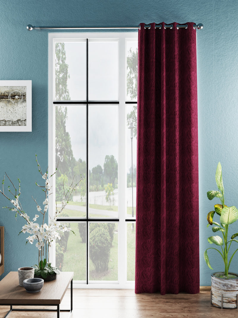 Jacquard Blackout Eyelet Curtain <small> (abstract-maroon)</small>