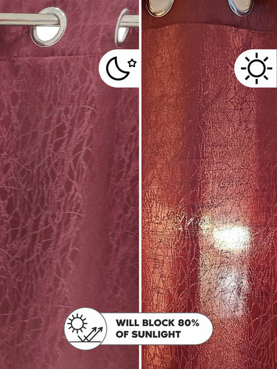 Jacquard Blackout Eyelet Curtain <small> (abstract-maroon)</small>