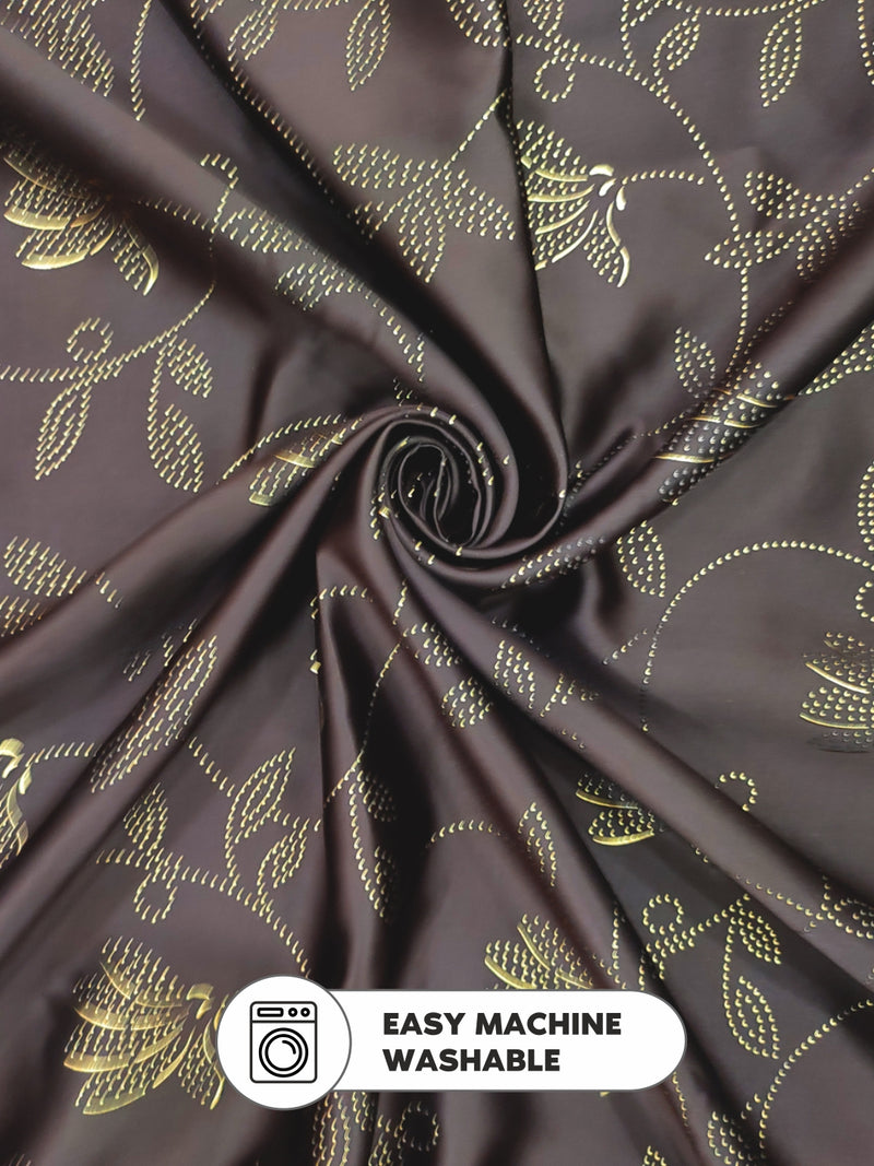 100% Blackout Thermal Insulated Noise Reducing Eyelet Curtain <small> (floral-brown)</small>