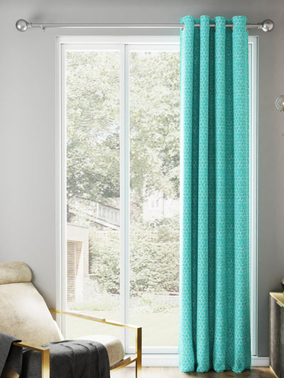 Jacquard Blackout Eyelet Curtain <small> (geometrical-sea green)</small>