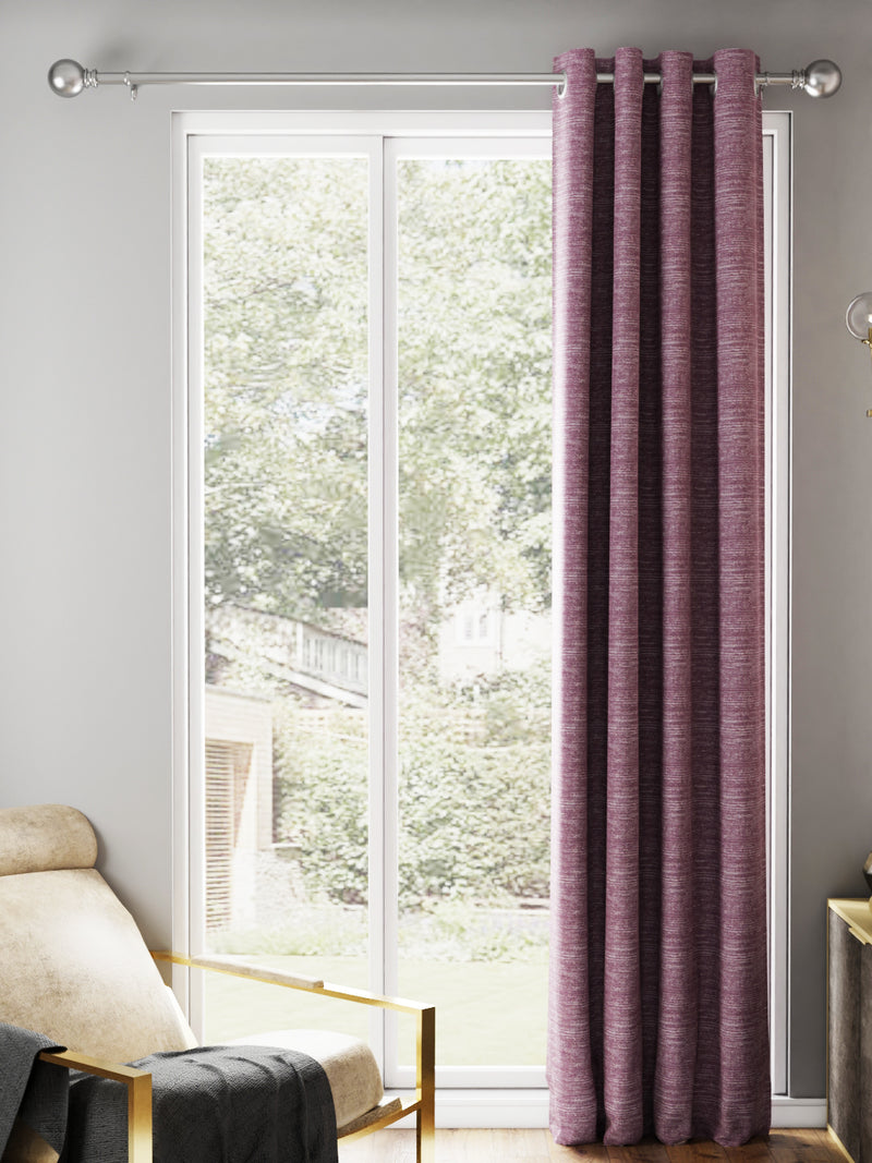 Jacquard Blackout Eyelet Curtain <small> (stripe-plum)</small>