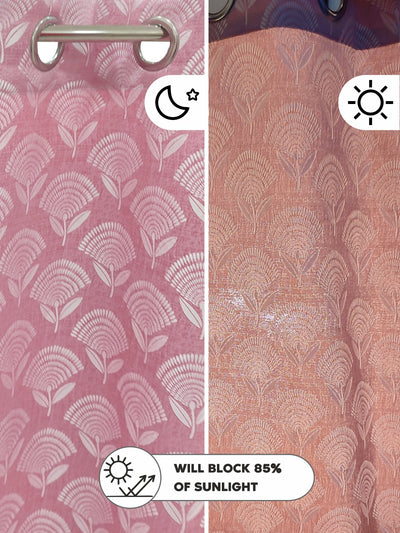 Jacquard Blackout Eyelet Curtain <small> (floral-rose pink)</small>