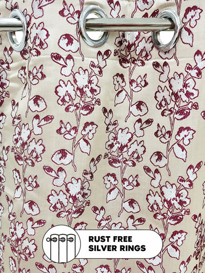 Jacquard Room Darkening Eyelet Curtain <small> (floral-wine/silver)</small>