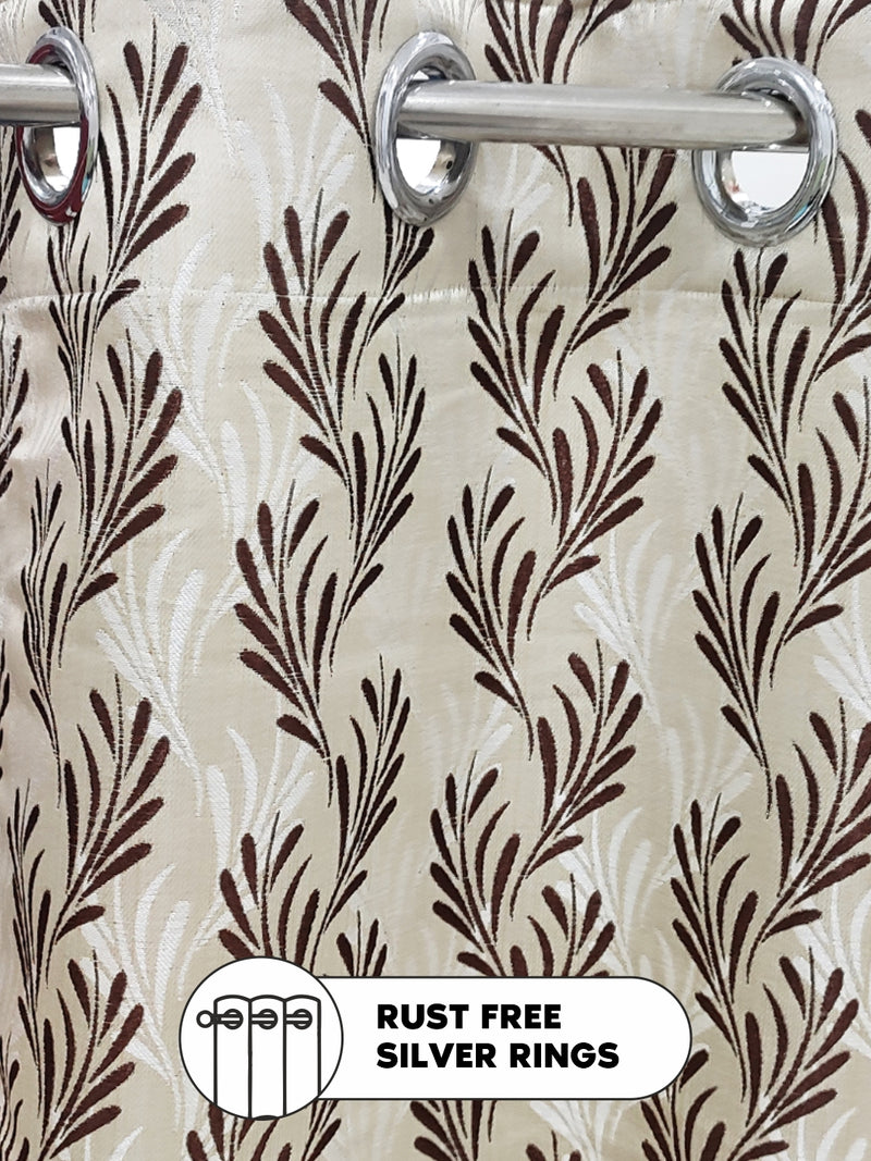 Jacquard Room Darkening Eyelet Curtain <small> (ornamental-brown/silver)</small>