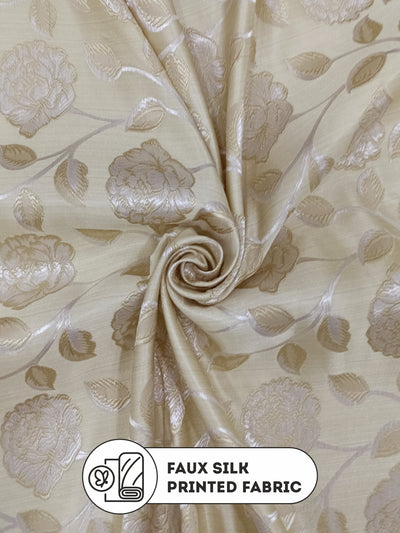 Jacquard Room Darkening Eyelet Curtain <small> (floral-beige/silver)</small>