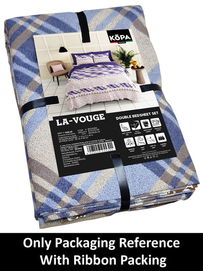 Extra Smooth Micro Double Bedsheet With 2 Pillow Covers <small> (geometric-brown/blue)</small>