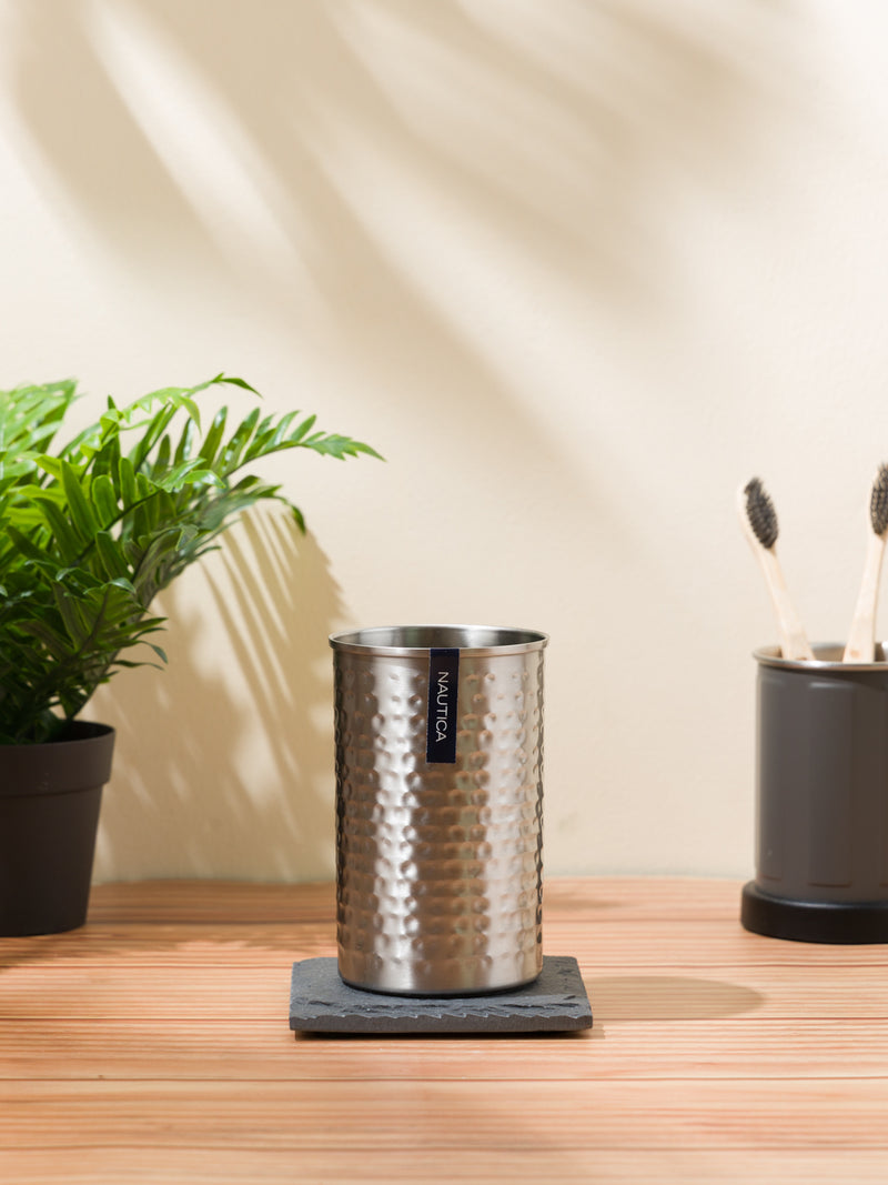 Elegant Stainless Steel Tooth Brush Holder <small> (hammered-matte black)</small>