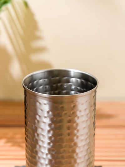 Elegant Stainless Steel Tooth Brush Holder <small> (hammered-matte black)</small>