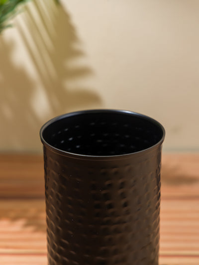 Elegant Stainless Steel Tooth Brush Holder <small> (hammered-matte black)</small>