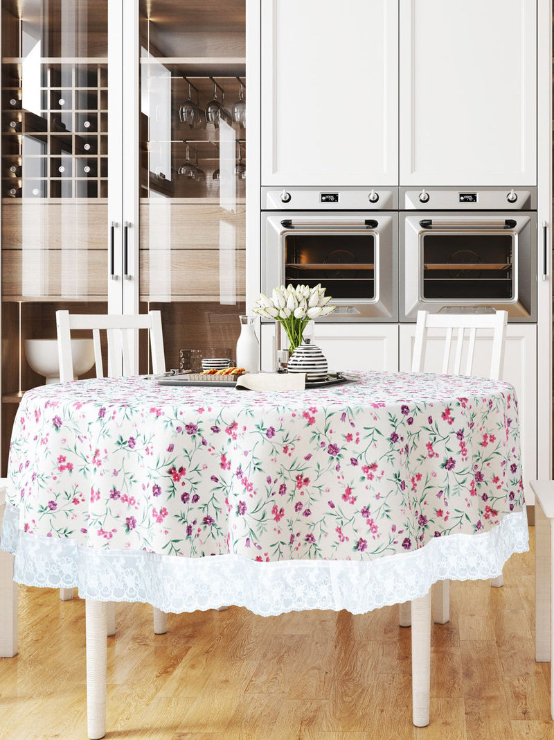 Vinyl Pvc Dining Table Cover Easy To Clean Table Cloth <small> (classic clear-white/pink)</small>