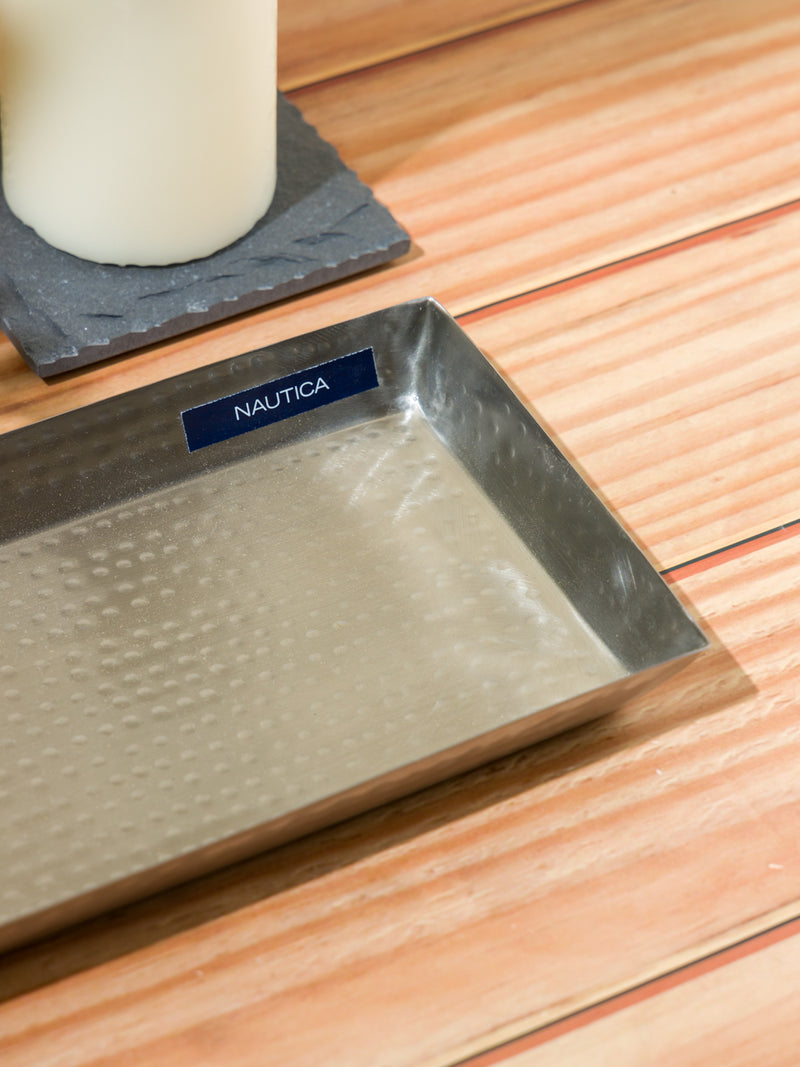 Elegant Stainless Steel Bathroom Tray <small> (waves-silver)</small>