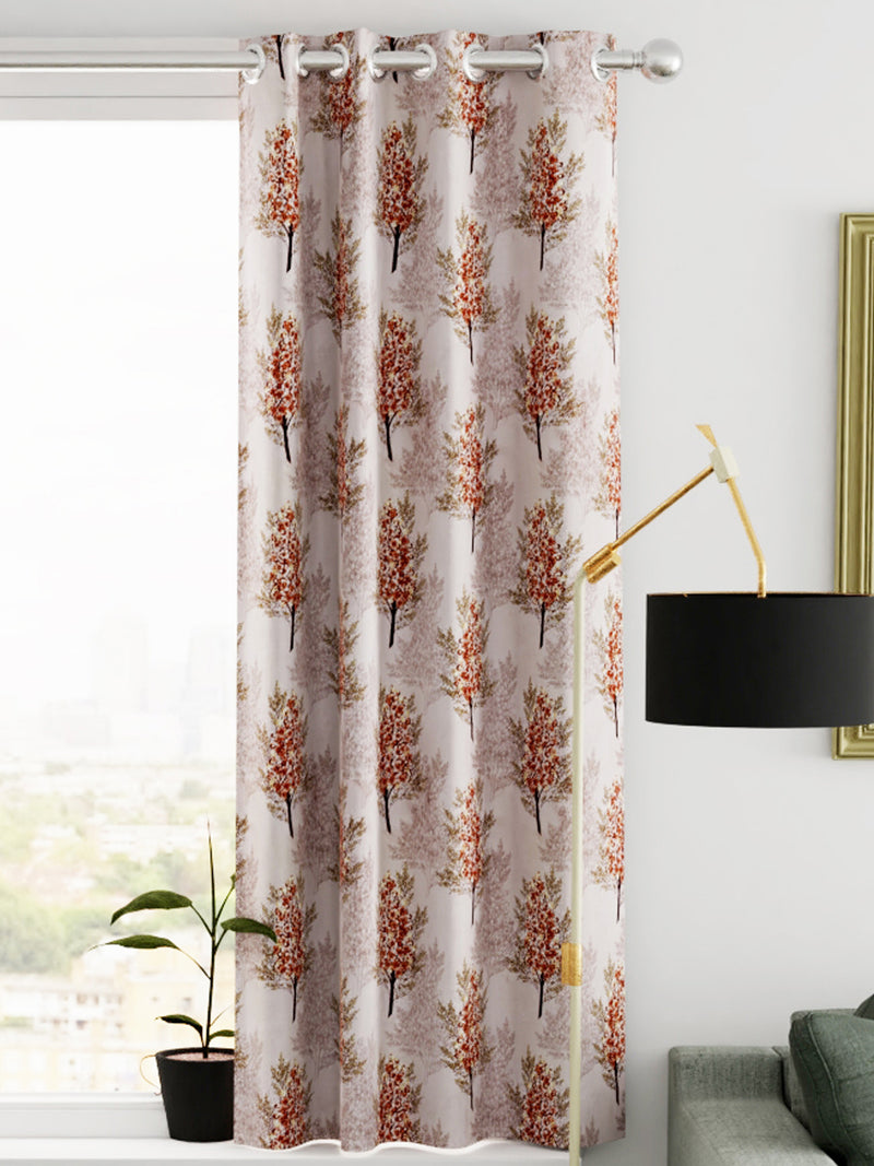 Heavy Duty Polyester Eyelet Curtain <small> (floral-caramel)</small>