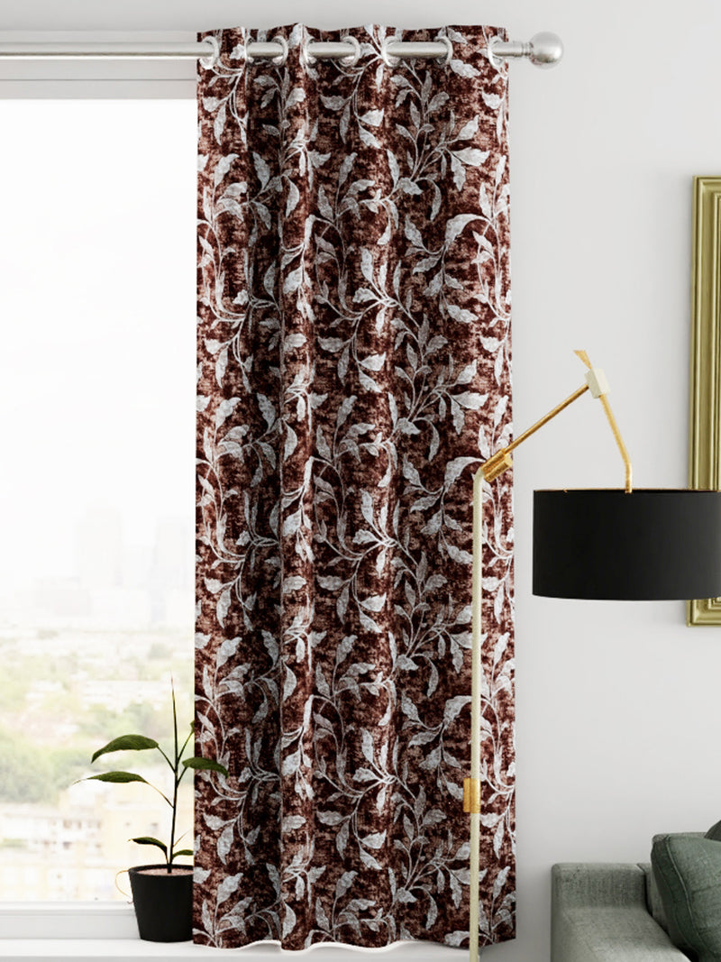 Heavy Duty Polyester Eyelet Curtain <small> (floral-dk.brown)</small>